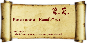 Mecsnober Romána névjegykártya
